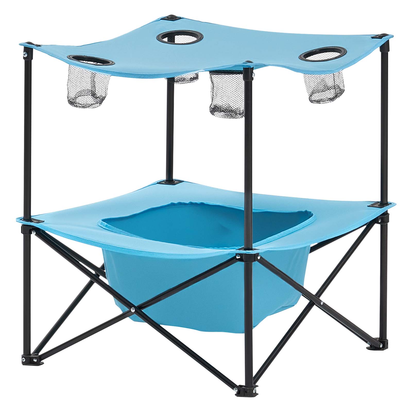Folding Portable Camping Table Oxford Outdoor Picnic Square Table 4 Cup Holders_voghion.com